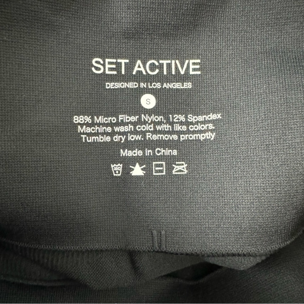 Set Active Leggings Solid Black Seamless Ribbed S… - image 6